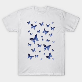 Blue Galaxy Butterfly Pattern T-Shirt